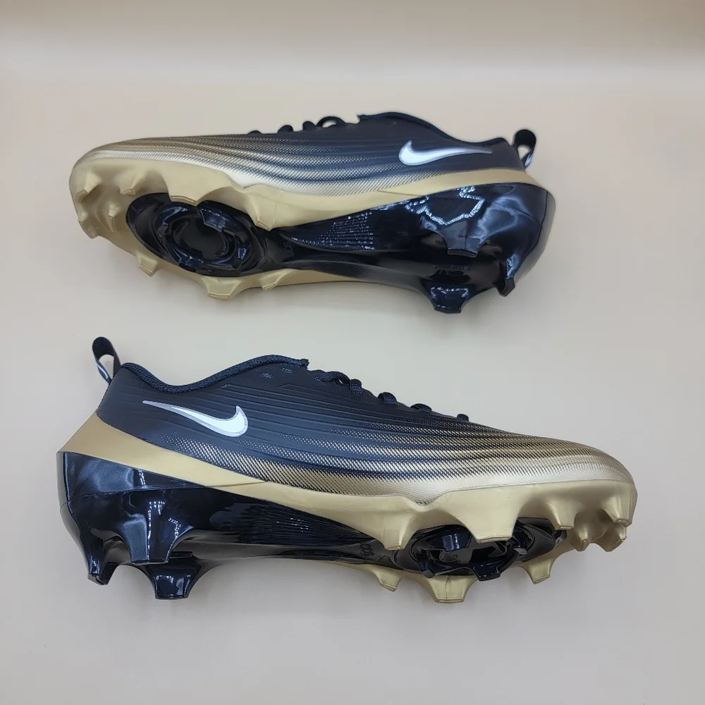 Nike Vapor Speed 3 Black Gold White Football Cleats Men's Size 8.5 Low Top New